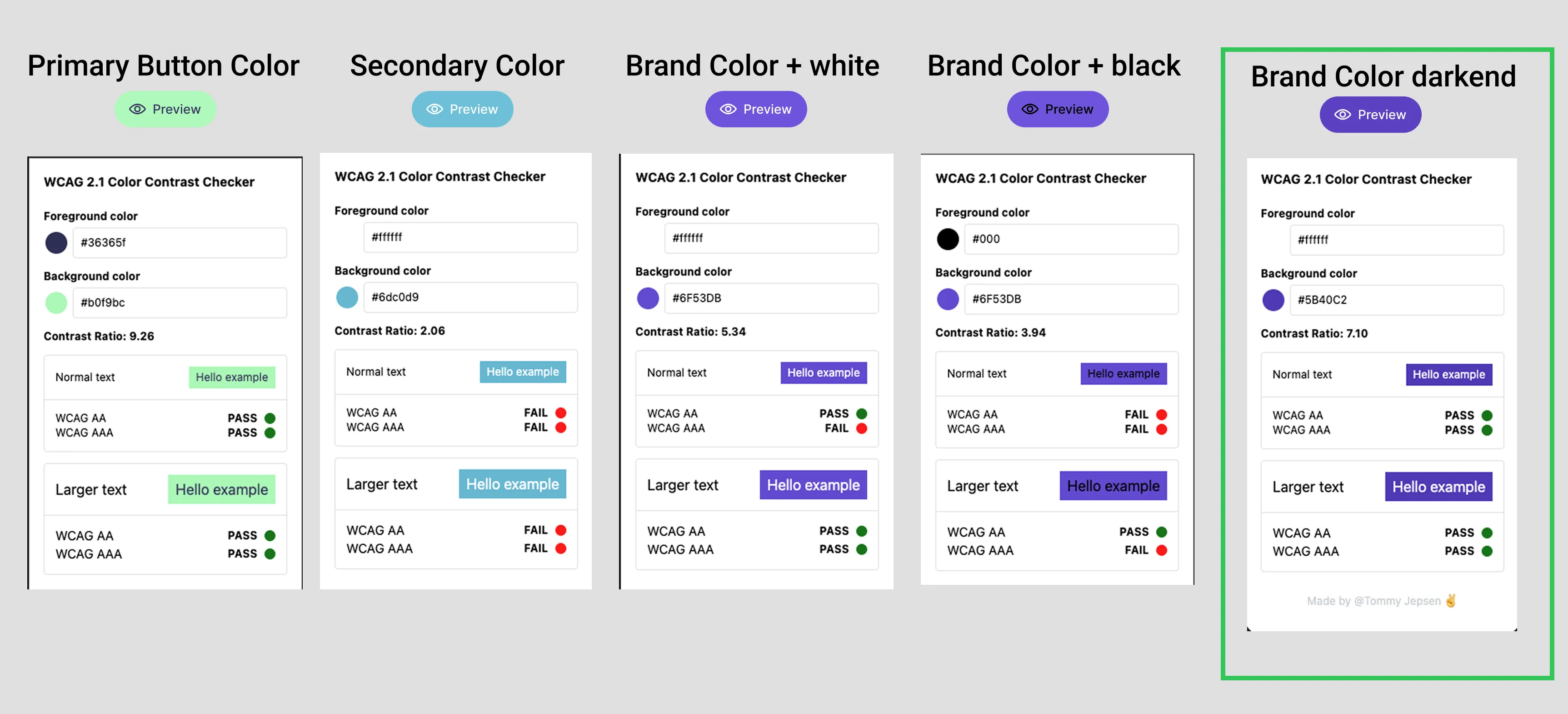 Primary color accessibility check